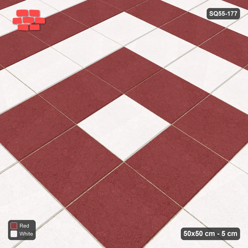 Interlock (Pasco) 50x50 cm · SQ55-177 · Stack Bond - Concentric Squares - Kerb Frame · Side view Interlock (Pasco) 50x50 cm · SQ55-177 · Stack Bond - Concentric Squares - Kerb Frame · Side view