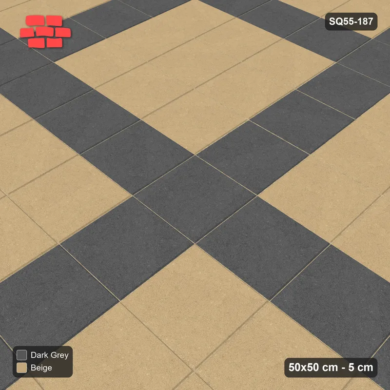 Interlock (Pasco) 50x50 cm · SQ55-187 · Stack Bond - Plaid Lines - Kerb Frame · Side view Interlock (Pasco) 50x50 cm · SQ55-187 · Stack Bond - Plaid Lines - Kerb Frame · Side view