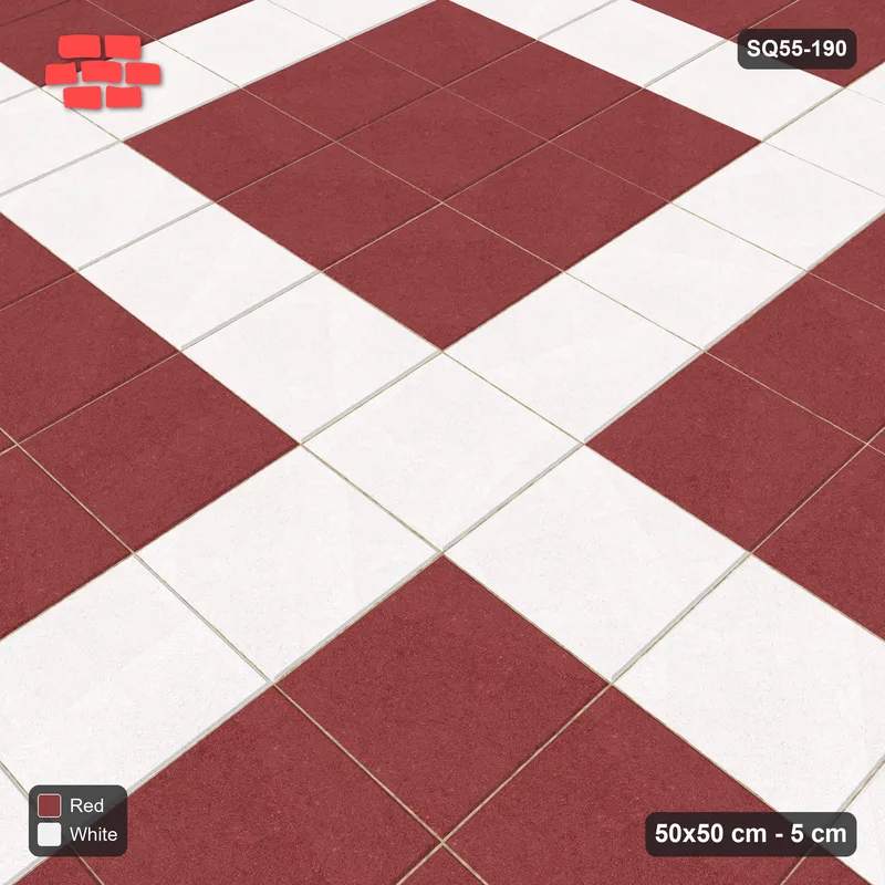 Interlock (Pasco) 50x50 cm · SQ55-190 · Stack Bond - Plaid Lines - Kerb Frame · Side view Interlock (Pasco) 50x50 cm · SQ55-190 · Stack Bond - Plaid Lines - Kerb Frame · Side view