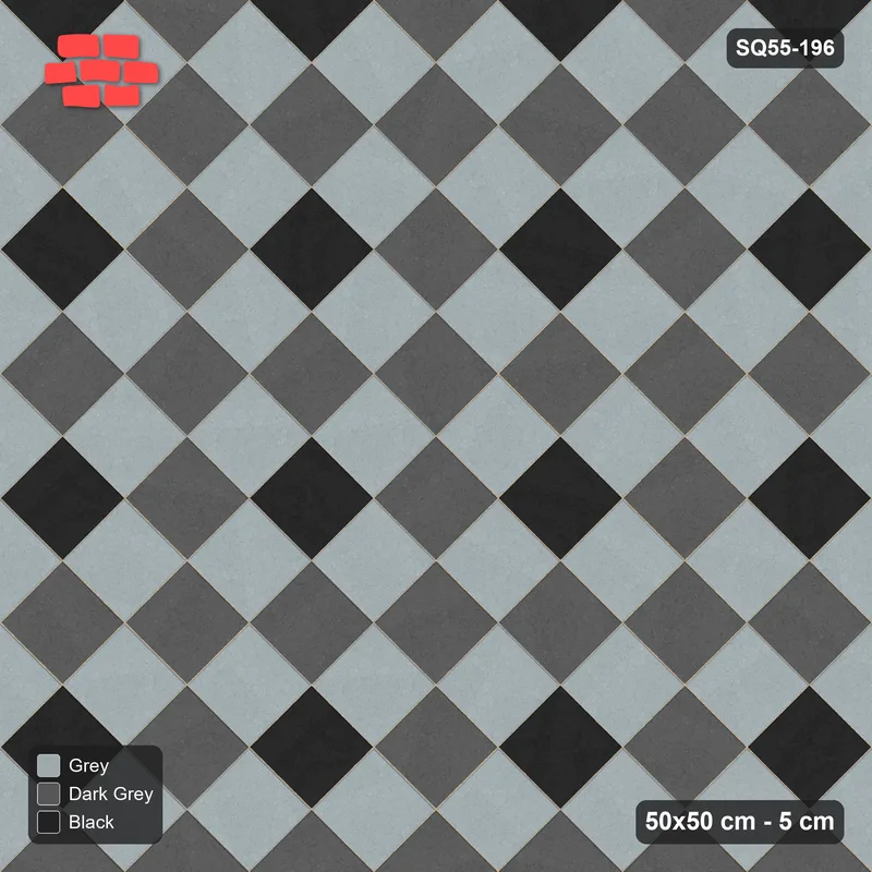 Interlock (Pasco) 50x50 cm · SQ55-196 · 45 Degree Stack - Argyle Diamond Lattice · Top view Interlock (Pasco) 50x50 cm · SQ55-196 · 45 Degree Stack - Argyle Diamond Lattice · Top view