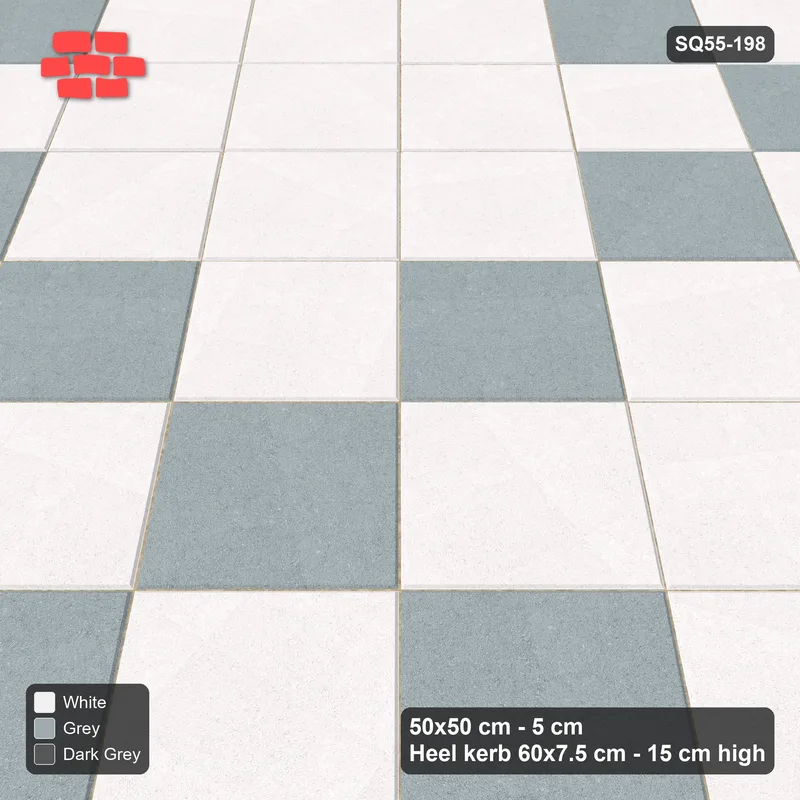 Interlock (Pasco) 50x50 cm · SQ55-198 · 45 Degree Stack - Argyle Diamond Lattice - Kerb Frame · Side view Interlock (Pasco) 50x50 cm · SQ55-198 · 45 Degree Stack - Argyle Diamond Lattice - Kerb Frame · Side view