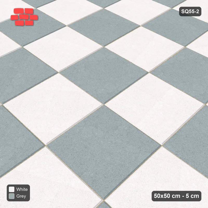 Interlock (Pasco) 50x50 cm · SQ55-2 · Stack Bond - Checkerboard · Side view Interlock (Pasco) 50x50 cm · SQ55-2 · Stack Bond - Checkerboard · Side view