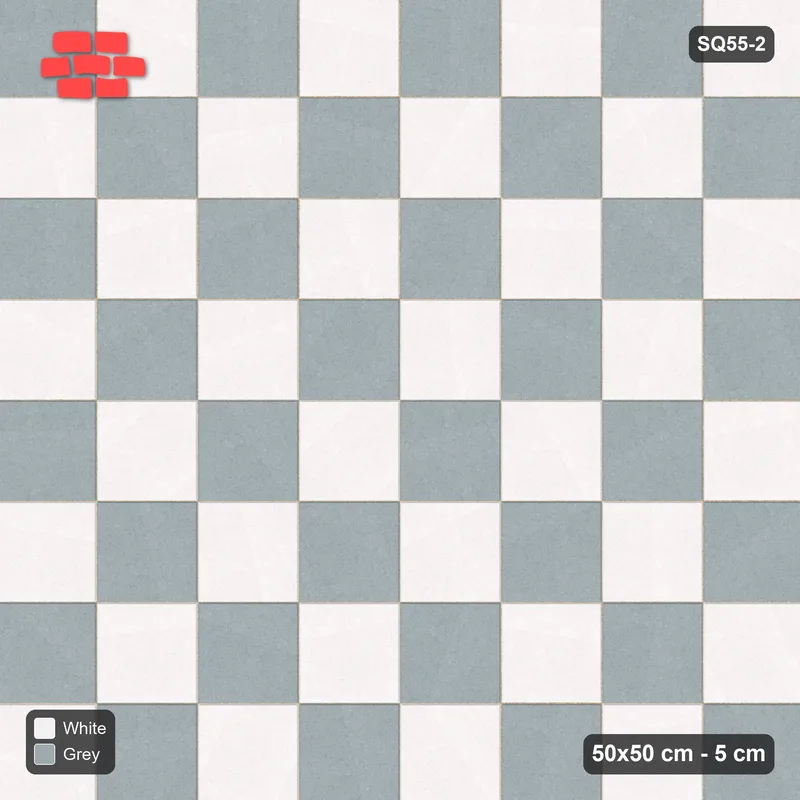 Interlock (Pasco) 50x50 cm · SQ55-2 · Stack Bond - Checkerboard · Top view Interlock (Pasco) 50x50 cm · SQ55-2 · Stack Bond - Checkerboard · Top view