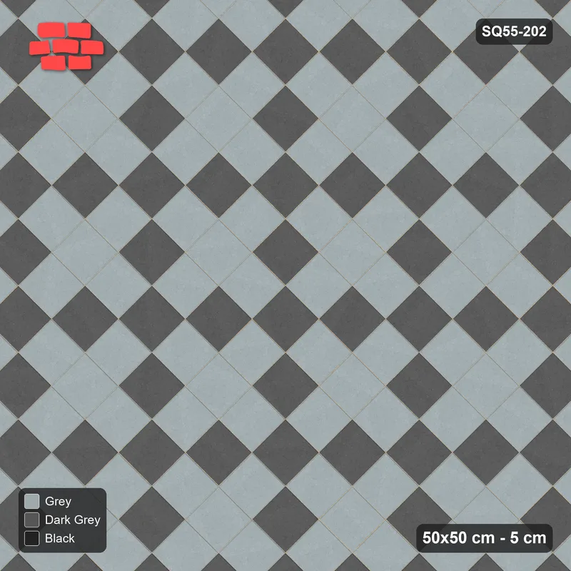 Interlock (Pasco) 50x50 cm · SQ55-202 · 45 Degree Stack - Argyle Diamond Lattice - Kerb Frame · Top view Interlock (Pasco) 50x50 cm · SQ55-202 · 45 Degree Stack - Argyle Diamond Lattice - Kerb Frame · Top view