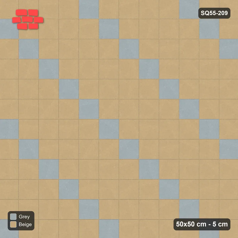 Interlock (Pasco) 50x50 cm · SQ55-209 · Stack Bond - Diagonal Stripes · Top view Interlock (Pasco) 50x50 cm · SQ55-209 · Stack Bond - Diagonal Stripes · Top view