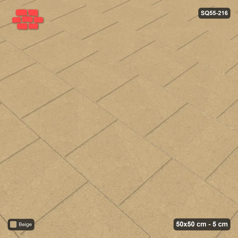Interlock (Pasco) 50x50 cm · SQ55-216 · Running Bond 1/2 - Single Colour - Kerb Frame · Side view Interlock (Pasco) 50x50 cm · SQ55-216 · Running Bond 1/2 - Single Colour - Kerb Frame · Side view