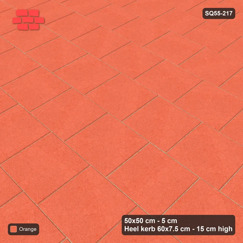 Interlock (Pasco) 50x50 cm · SQ55-217 · Running Bond 1/3 - Single Colour - Kerb Frame · Side view Interlock (Pasco) 50x50 cm · SQ55-217 · Running Bond 1/3 - Single Colour - Kerb Frame · Side view