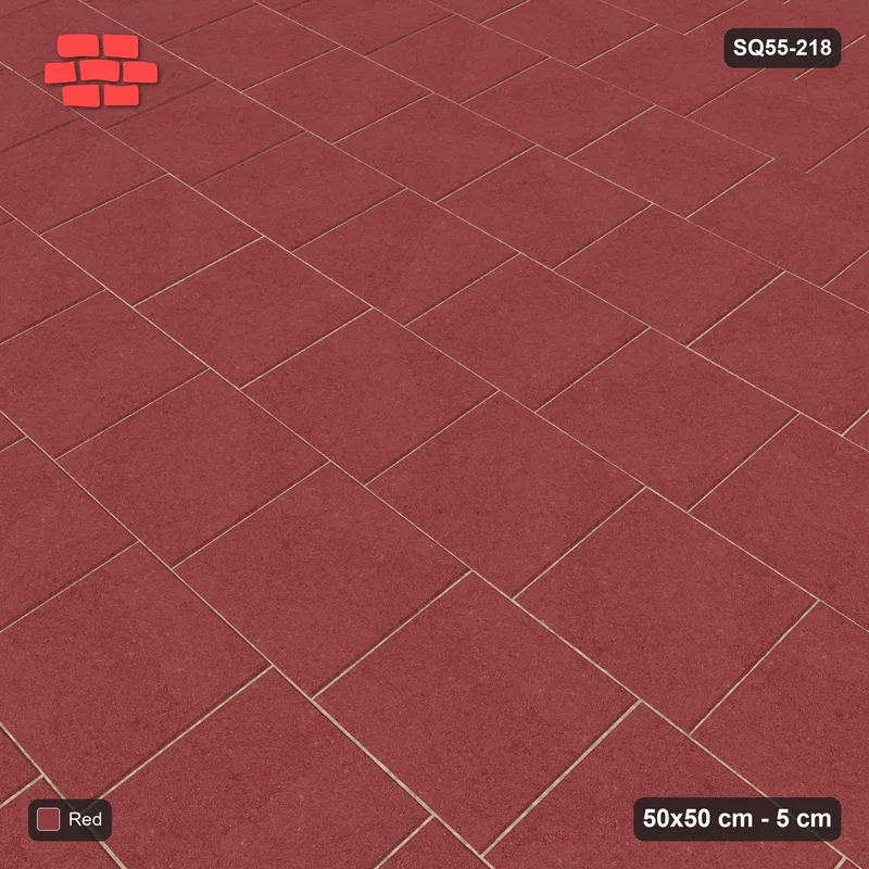 Interlock (Pasco) 50x50 cm · SQ55-218 · Running Bond 1/4 - Single Colour - Kerb Frame · Side view Interlock (Pasco) 50x50 cm · SQ55-218 · Running Bond 1/4 - Single Colour - Kerb Frame · Side view
