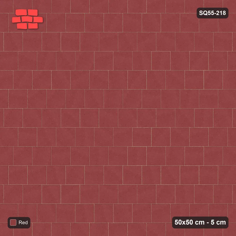 Interlock (Pasco) 50x50 cm · SQ55-218 · Running Bond 1/4 - Single Colour - Kerb Frame · Top view Interlock (Pasco) 50x50 cm · SQ55-218 · Running Bond 1/4 - Single Colour - Kerb Frame · Top view