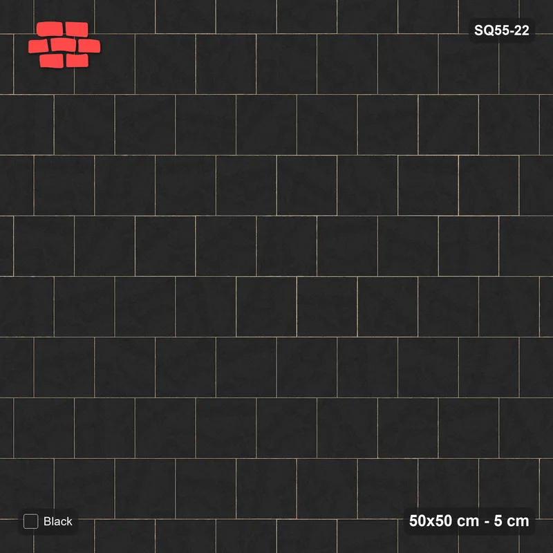 Interlock (Pasco) 50x50 cm · SQ55-22 · Running Bond 1/3 - Single colour - Kerb Frame · Top view Interlock (Pasco) 50x50 cm · SQ55-22 · Running Bond 1/3 - Single colour - Kerb Frame · Top view