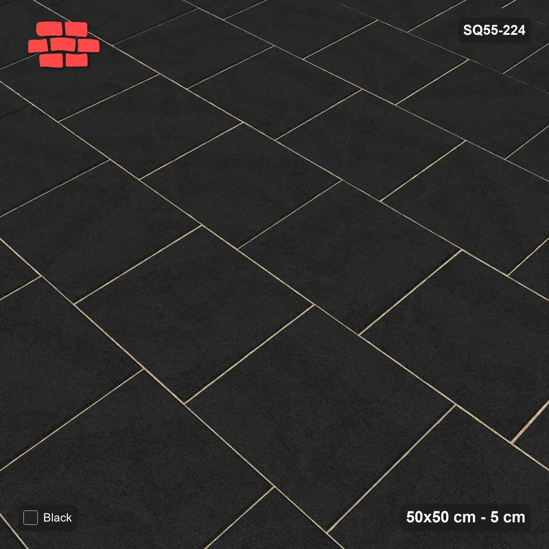 Interlock (Pasco) 50x50 cm · SQ55-224 · Running Bond 1/3 - Single Colour - Kerb Frame · Side view Interlock (Pasco) 50x50 cm · SQ55-224 · Running Bond 1/3 - Single Colour - Kerb Frame · Side view