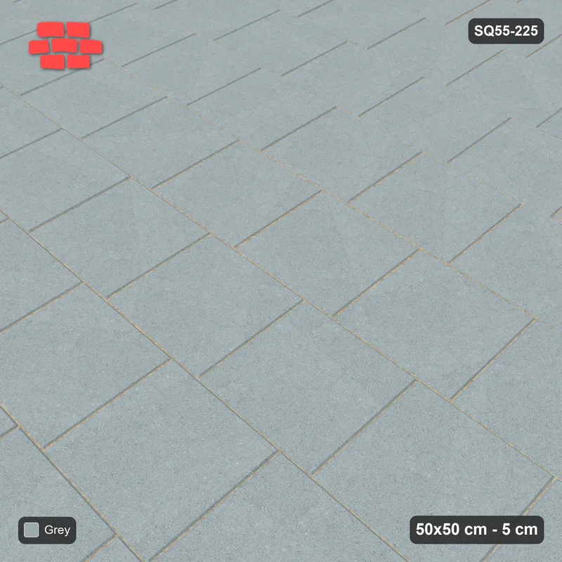 Interlock (Pasco) 50x50 cm · SQ55-225 · Running Bond 1/4 - Single Colour - Kerb Frame · Side view Interlock (Pasco) 50x50 cm · SQ55-225 · Running Bond 1/4 - Single Colour - Kerb Frame · Side view