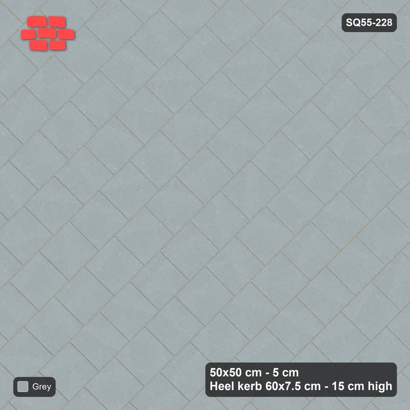 Interlock (Pasco) 50x50 cm · SQ55-228 · 45 Degree Running Bond - Single Colour - Kerb Frame · Top view Interlock (Pasco) 50x50 cm · SQ55-228 · 45 Degree Running Bond - Single Colour - Kerb Frame · Top view