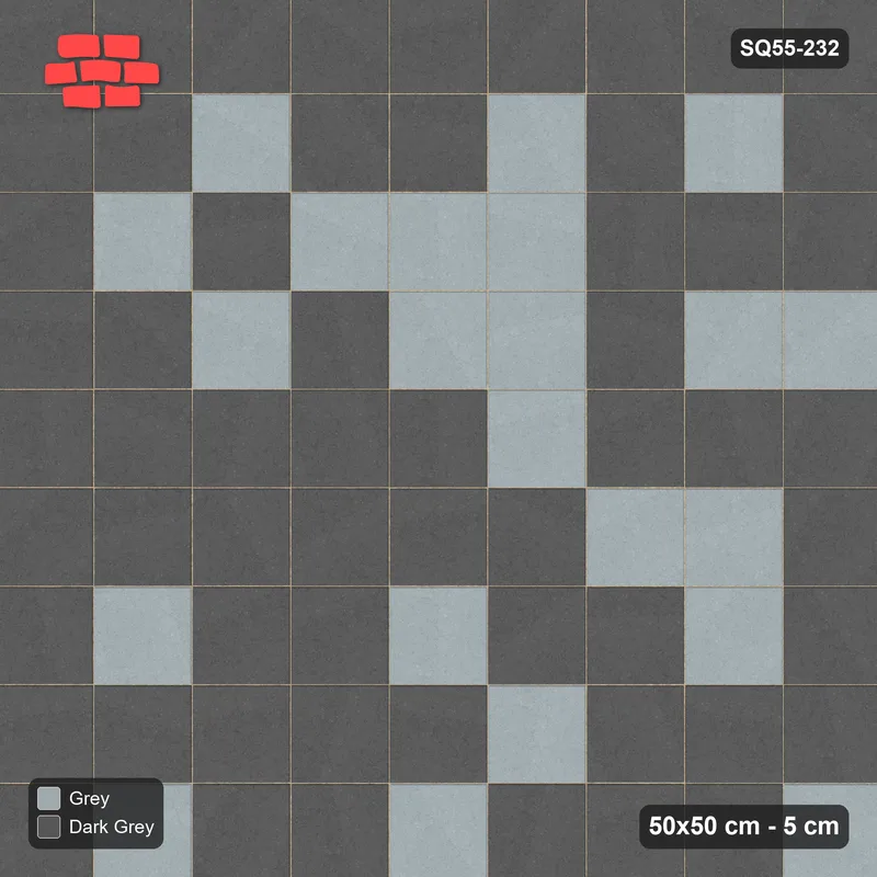 Interlock (Pasco) 50x50 cm · SQ55-232 · Stack Bond - Soft Tonal Blend · Top view Interlock (Pasco) 50x50 cm · SQ55-232 · Stack Bond - Soft Tonal Blend · Top view