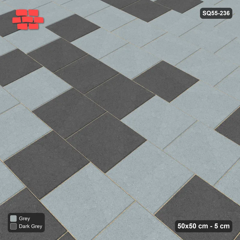 Interlock (Pasco) 50x50 cm · SQ55-236 · Running Bond 1/3 - Soft Tonal Blend · Side view Interlock (Pasco) 50x50 cm · SQ55-236 · Running Bond 1/3 - Soft Tonal Blend · Side view