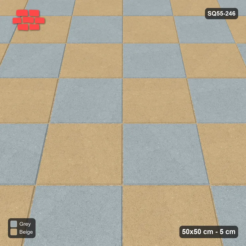 Interlock (Pasco) 50x50 cm · SQ55-246 · 45 Degree Stack - Chess Board - Kerb Frame · Side view Interlock (Pasco) 50x50 cm · SQ55-246 · 45 Degree Stack - Chess Board - Kerb Frame · Side view