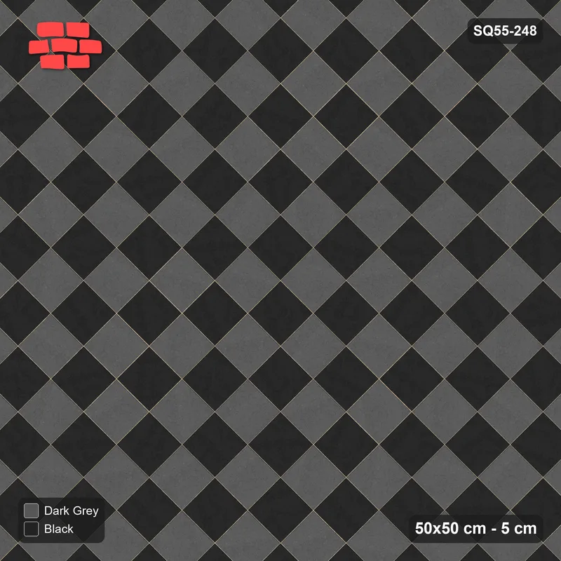 Interlock (Pasco) 50x50 cm · SQ55-248 · 45 Degree Stack - Chess Board - Kerb Frame · Top view Interlock (Pasco) 50x50 cm · SQ55-248 · 45 Degree Stack - Chess Board - Kerb Frame · Top view
