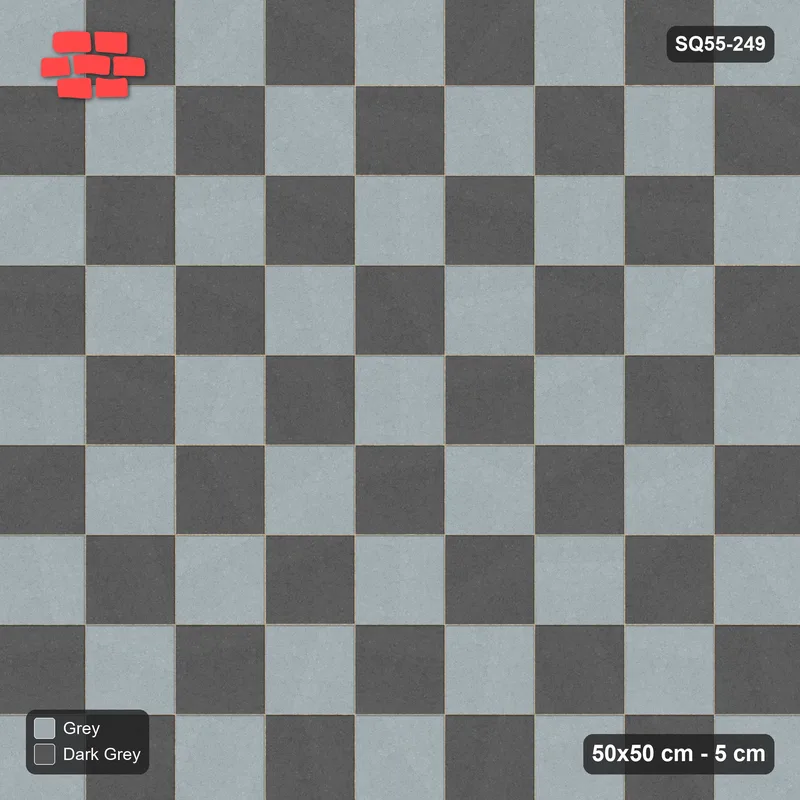 Interlock (Pasco) 50x50 cm · SQ55-249 · Stack Bond - Chess Board · Top view Interlock (Pasco) 50x50 cm · SQ55-249 · Stack Bond - Chess Board · Top view