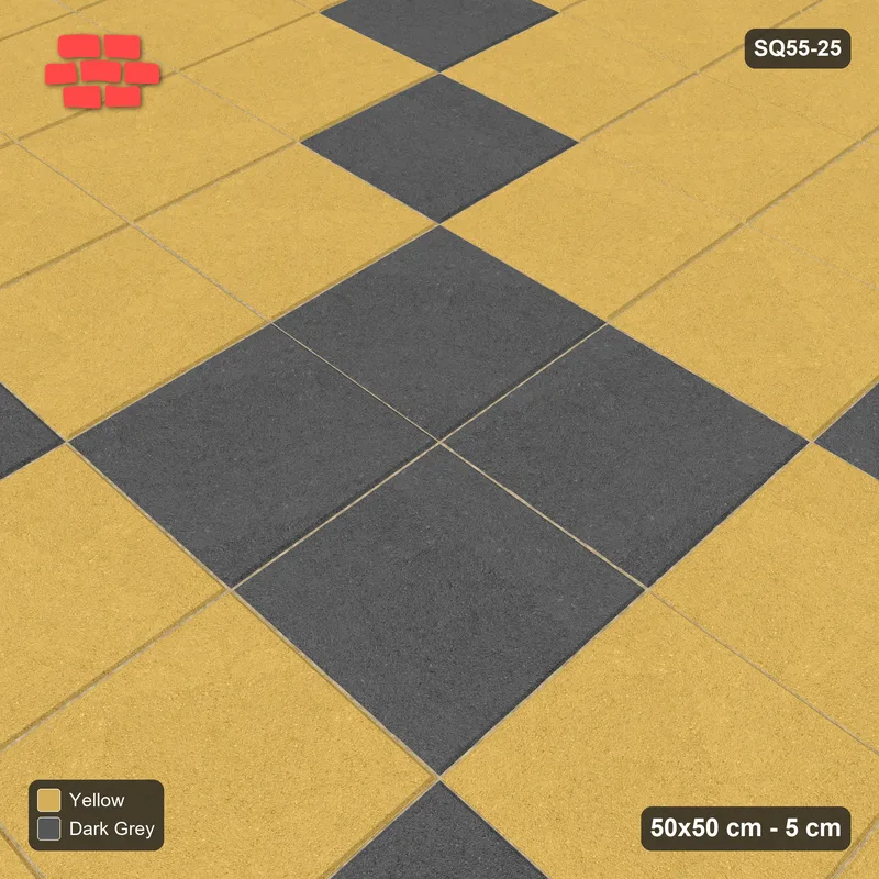 Interlock (Pasco) 50x50 cm · SQ55-25 · Stack Bond - Diagonal cross - Kerb Frame · Side view Interlock (Pasco) 50x50 cm · SQ55-25 · Stack Bond - Diagonal cross - Kerb Frame · Side view