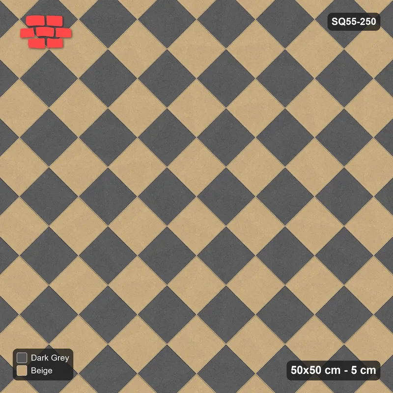 Interlock (Pasco) 50x50 cm · SQ55-250 · 45 Degree Stack - Chess Board - Kerb Frame · Top view Interlock (Pasco) 50x50 cm · SQ55-250 · 45 Degree Stack - Chess Board - Kerb Frame · Top view