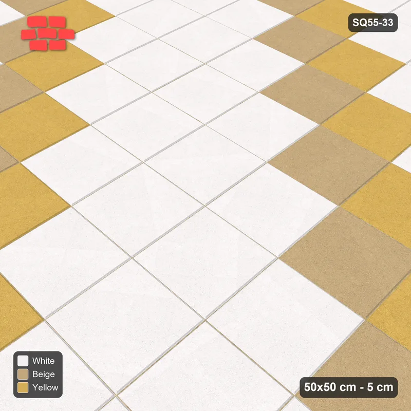 Interlock (Pasco) 50x50 cm · SQ55-33 · Stack Bond - Diagonal tri-stripes · Side view Interlock (Pasco) 50x50 cm · SQ55-33 · Stack Bond - Diagonal tri-stripes · Side view