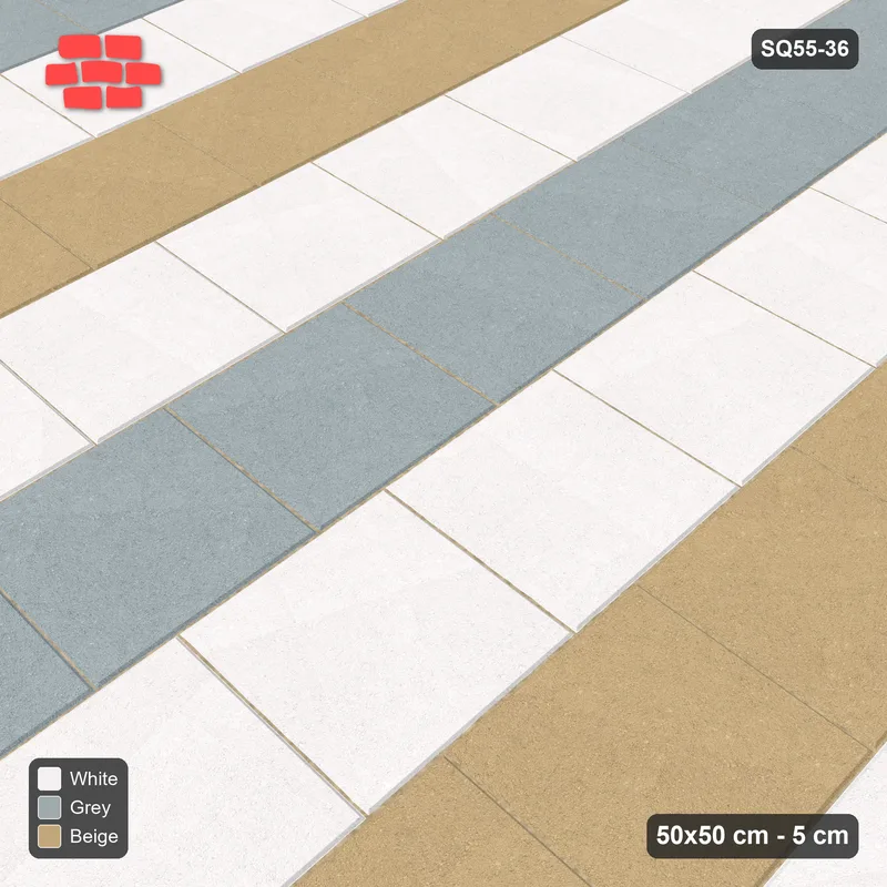 Interlock (Pasco) 50x50 cm · SQ55-36 · Vertical Running Bond 1/3 - Two-colour column stripes · Side view Interlock (Pasco) 50x50 cm · SQ55-36 · Vertical Running Bond 1/3 - Two-colour column stripes · Side view