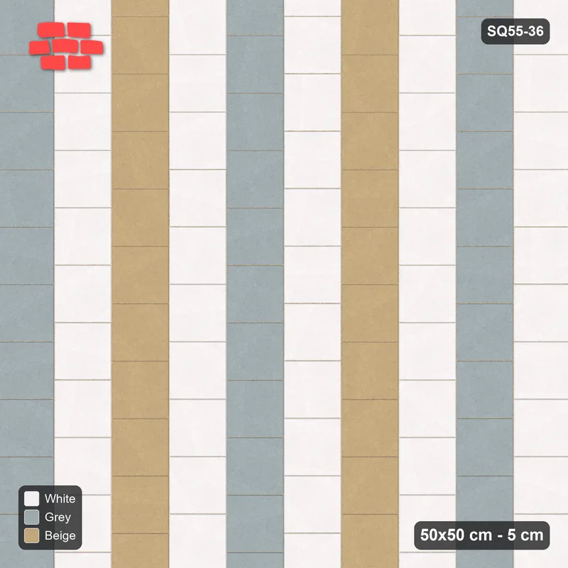 Interlock (Pasco) 50x50 cm · SQ55-36 · Vertical Running Bond 1/3 - Two-colour column stripes · Top view Interlock (Pasco) 50x50 cm · SQ55-36 · Vertical Running Bond 1/3 - Two-colour column stripes · Top view