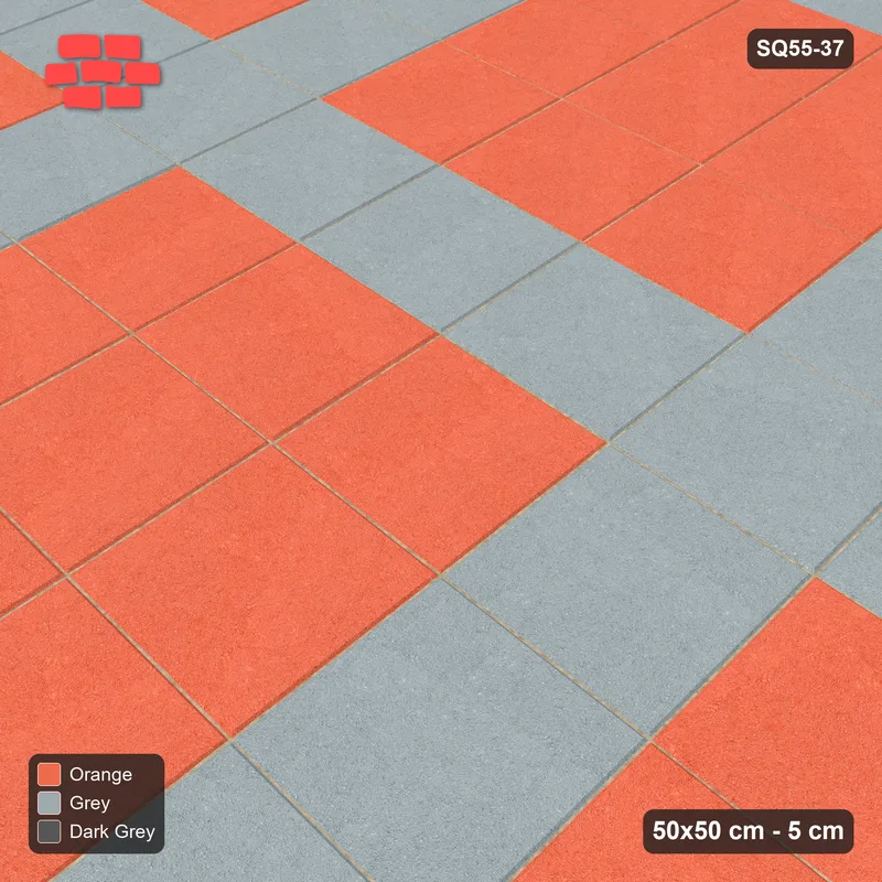 Interlock (Pasco) 50x50 cm · SQ55-37 · Stack Bond - Plaid lines - Kerb Frame · Side view Interlock (Pasco) 50x50 cm · SQ55-37 · Stack Bond - Plaid lines - Kerb Frame · Side view