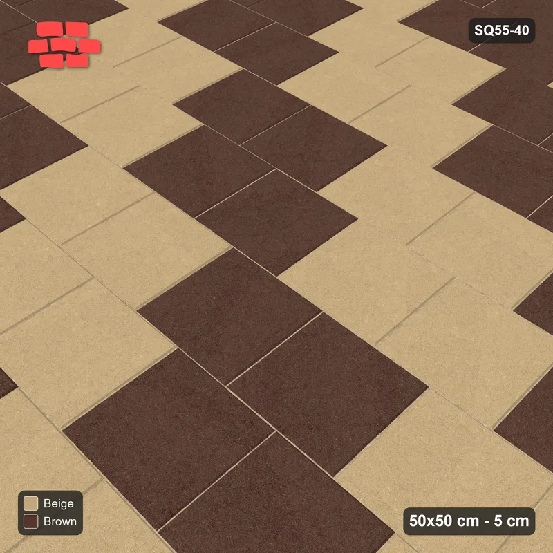 Interlock (Pasco) 50x50 cm · SQ55-40 · Running Bond 1/2 - Checkerboard 2x2 · Side view Interlock (Pasco) 50x50 cm · SQ55-40 · Running Bond 1/2 - Checkerboard 2x2 · Side view