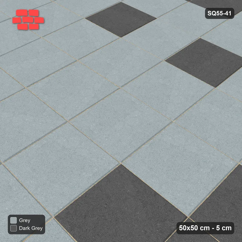 Interlock (Pasco) 50x50 cm · SQ55-41 · Stack Bond - Soft tonal blend · Side view Interlock (Pasco) 50x50 cm · SQ55-41 · Stack Bond - Soft tonal blend · Side view