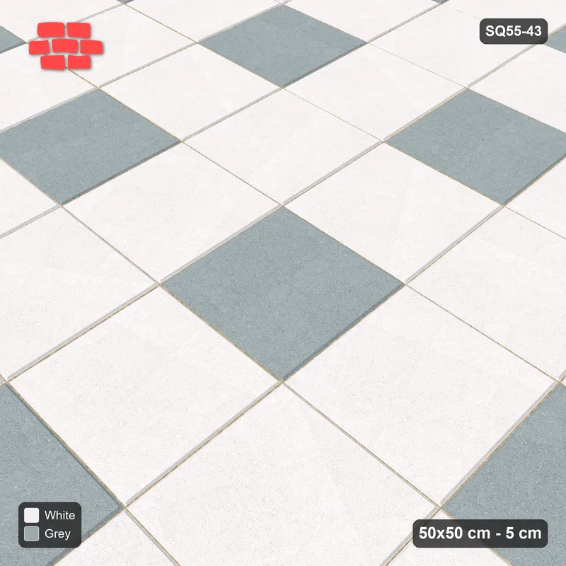 Interlock (Pasco) 50x50 cm · SQ55-43 · Stack Bond - Accent studs · Side view Interlock (Pasco) 50x50 cm · SQ55-43 · Stack Bond - Accent studs · Side view
