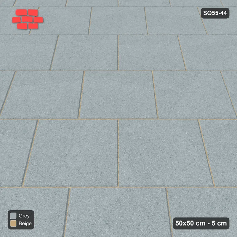 Interlock (Pasco) 50x50 cm · SQ55-44 · 45 Degree Running Bond - Single colour - Kerb Frame · Side view Interlock (Pasco) 50x50 cm · SQ55-44 · 45 Degree Running Bond - Single colour - Kerb Frame · Side view