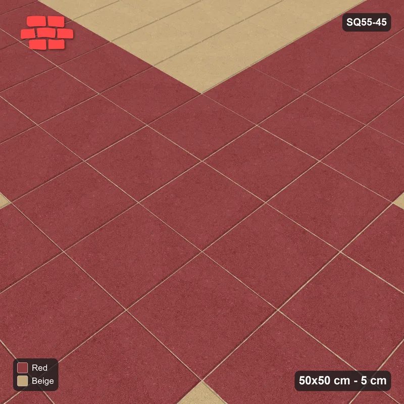 Interlock (Pasco) 50x50 cm · SQ55-45 · Stack Bond - Cross inlay - Kerb Frame · Side view Interlock (Pasco) 50x50 cm · SQ55-45 · Stack Bond - Cross inlay - Kerb Frame · Side view