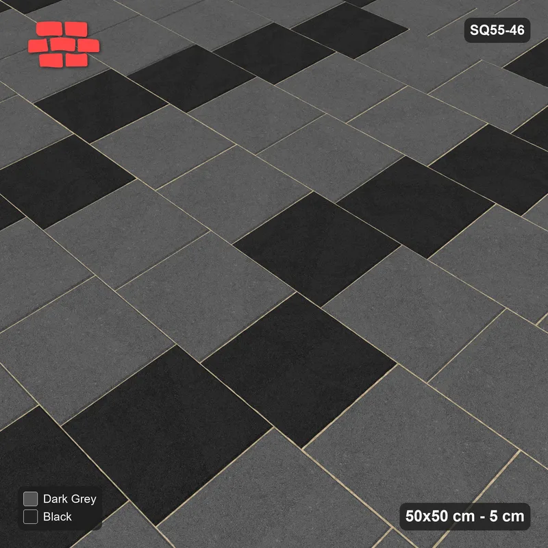 Interlock (Pasco) 50x50 cm · SQ55-46 · Running Bond 1/4 - Column stripes · Side view Interlock (Pasco) 50x50 cm · SQ55-46 · Running Bond 1/4 - Column stripes · Side view