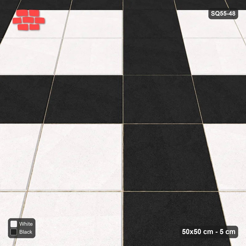 Interlock (Pasco) 50x50 cm · SQ55-48 · 45 Degree Stack - Diagonal grid lines - Kerb Frame · Side view Interlock (Pasco) 50x50 cm · SQ55-48 · 45 Degree Stack - Diagonal grid lines - Kerb Frame · Side view