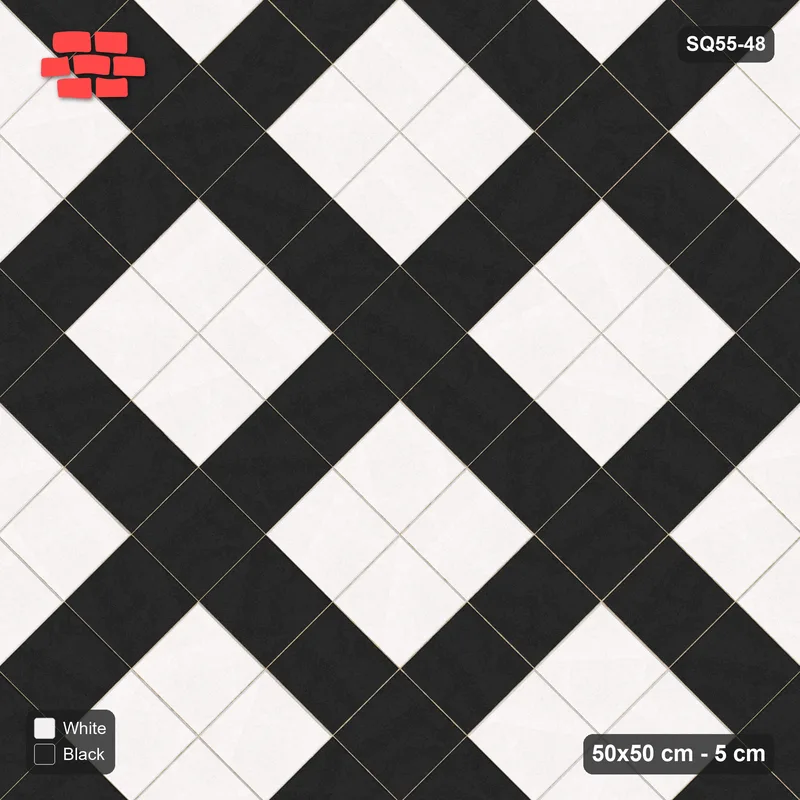 Interlock (Pasco) 50x50 cm · SQ55-48 · 45 Degree Stack - Diagonal grid lines - Kerb Frame · Top view Interlock (Pasco) 50x50 cm · SQ55-48 · 45 Degree Stack - Diagonal grid lines - Kerb Frame · Top view