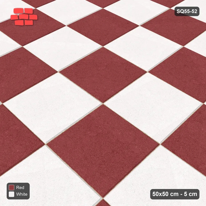 Interlock (Pasco) 50x50 cm · SQ55-52 · Stack Bond - Chess Board · Side view Interlock (Pasco) 50x50 cm · SQ55-52 · Stack Bond - Chess Board · Side view