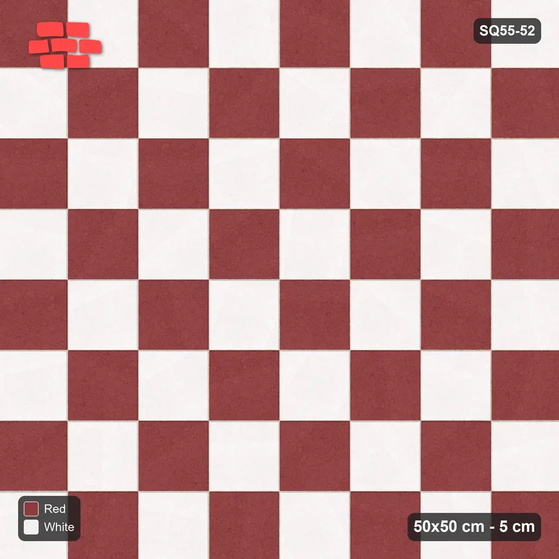 Interlock (Pasco) 50x50 cm · SQ55-52 · Stack Bond - Chess Board · Top view Interlock (Pasco) 50x50 cm · SQ55-52 · Stack Bond - Chess Board · Top view