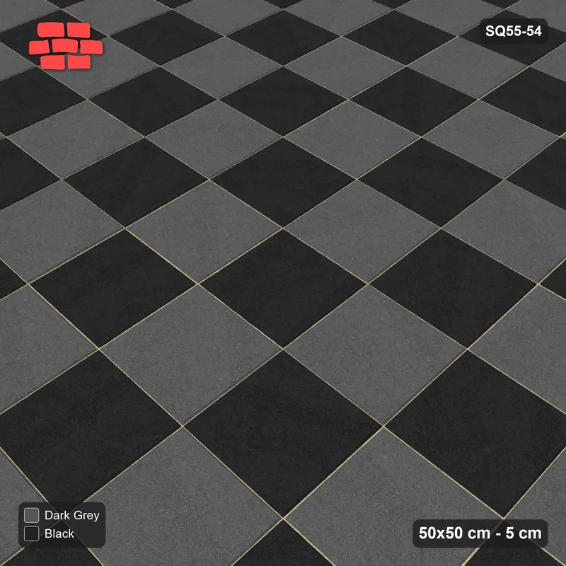 Interlock (Pasco) 50x50 cm · SQ55-54 · Stack Bond - Chess Board · Side view Interlock (Pasco) 50x50 cm · SQ55-54 · Stack Bond - Chess Board · Side view