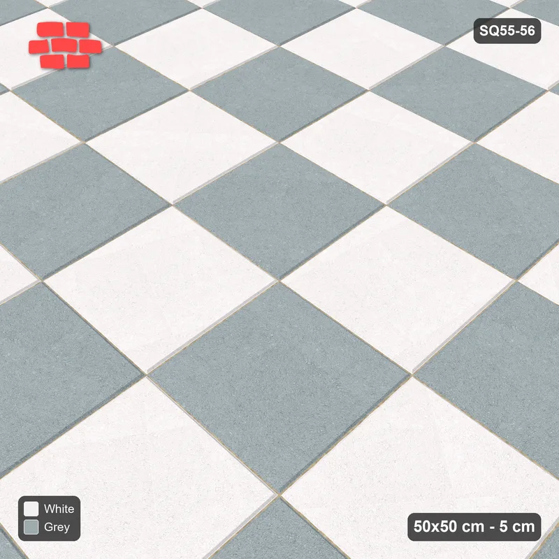 Interlock (Pasco) 50x50 cm · SQ55-56 · Stack Bond - Chess Board - Kerb Frame · Side view Interlock (Pasco) 50x50 cm · SQ55-56 · Stack Bond - Chess Board - Kerb Frame · Side view
