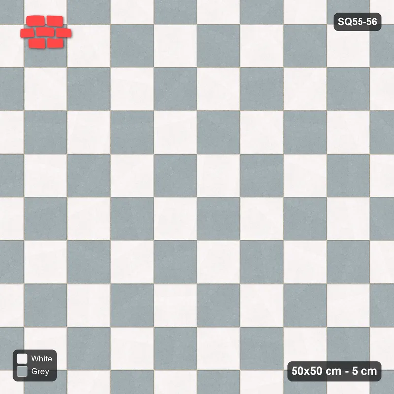 Interlock (Pasco) 50x50 cm · SQ55-56 · Stack Bond - Chess Board - Kerb Frame · Top view Interlock (Pasco) 50x50 cm · SQ55-56 · Stack Bond - Chess Board - Kerb Frame · Top view
