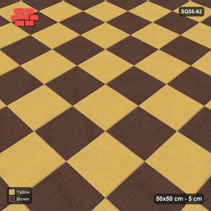 Interlock (Pasco) 50x50 cm · SQ55-62 · Stack Bond - Chess Board - Kerb Frame · Side view Interlock (Pasco) 50x50 cm · SQ55-62 · Stack Bond - Chess Board - Kerb Frame · Side view