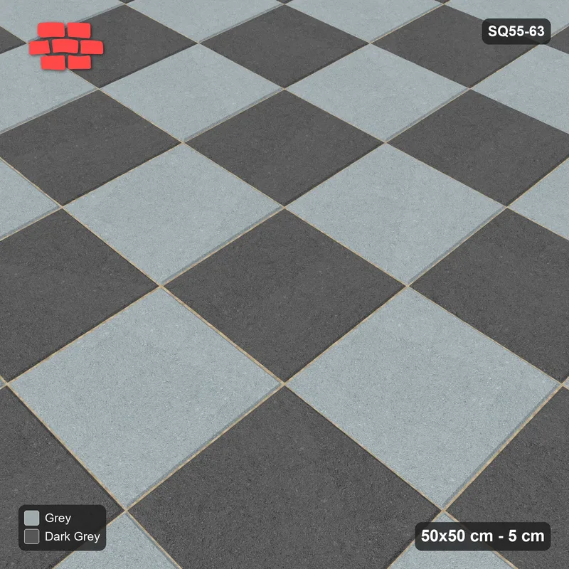 Interlock (Pasco) 50x50 cm · SQ55-63 · Stack Bond - Chess Board · Side view Interlock (Pasco) 50x50 cm · SQ55-63 · Stack Bond - Chess Board · Side view