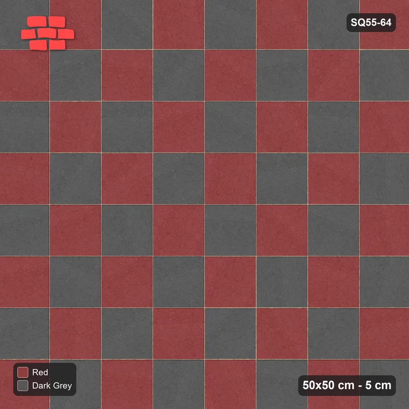 Interlock (Pasco) 50x50 cm · SQ55-64 · Stack Bond - Chess Board · Top view Interlock (Pasco) 50x50 cm · SQ55-64 · Stack Bond - Chess Board · Top view