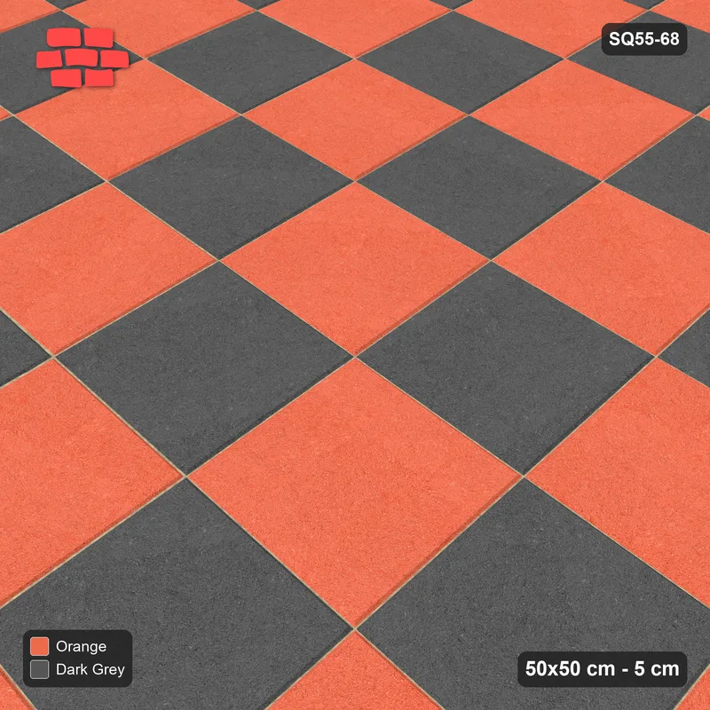 Interlock (Pasco) 50x50 cm · SQ55-68 · Stack Bond - Chess Board - Kerb Frame · Side view Interlock (Pasco) 50x50 cm · SQ55-68 · Stack Bond - Chess Board - Kerb Frame · Side view