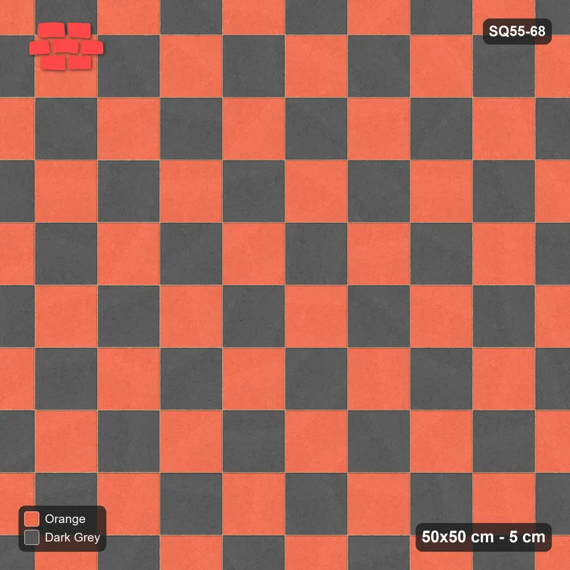 Interlock (Pasco) 50x50 cm · SQ55-68 · Stack Bond - Chess Board - Kerb Frame · Top view Interlock (Pasco) 50x50 cm · SQ55-68 · Stack Bond - Chess Board - Kerb Frame · Top view