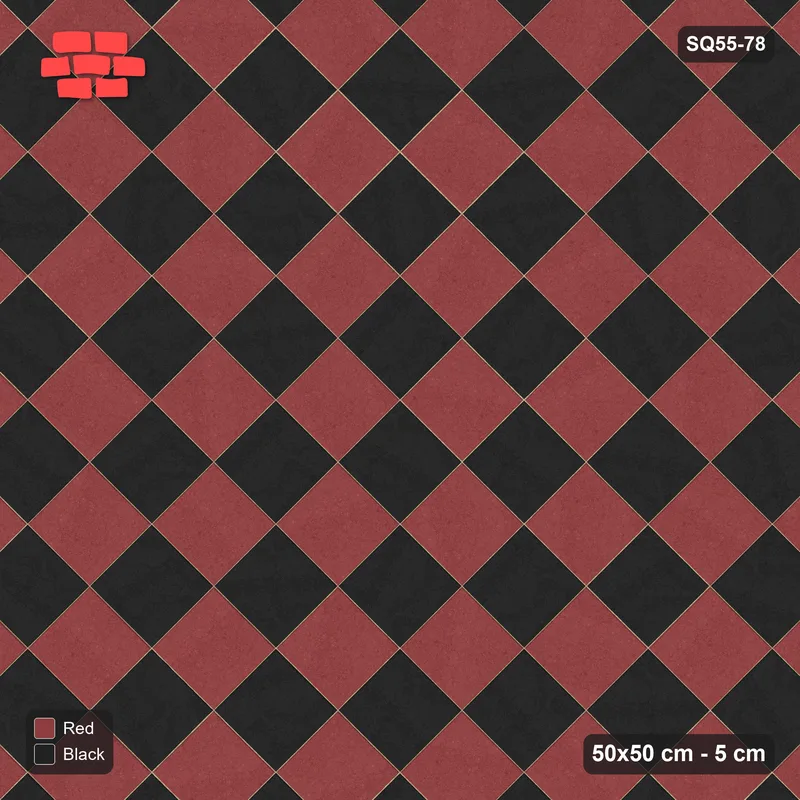 Interlock (Pasco) 50x50 cm · SQ55-78 · 45 Degree Stack - Chess Board - Kerb Frame · Top view Interlock (Pasco) 50x50 cm · SQ55-78 · 45 Degree Stack - Chess Board - Kerb Frame · Top view