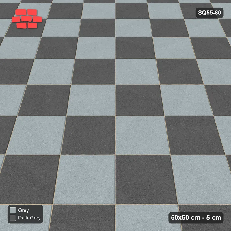 Interlock (Pasco) 50x50 cm · SQ55-80 · 45 Degree Stack - Chess Board · Side view Interlock (Pasco) 50x50 cm · SQ55-80 · 45 Degree Stack - Chess Board · Side view