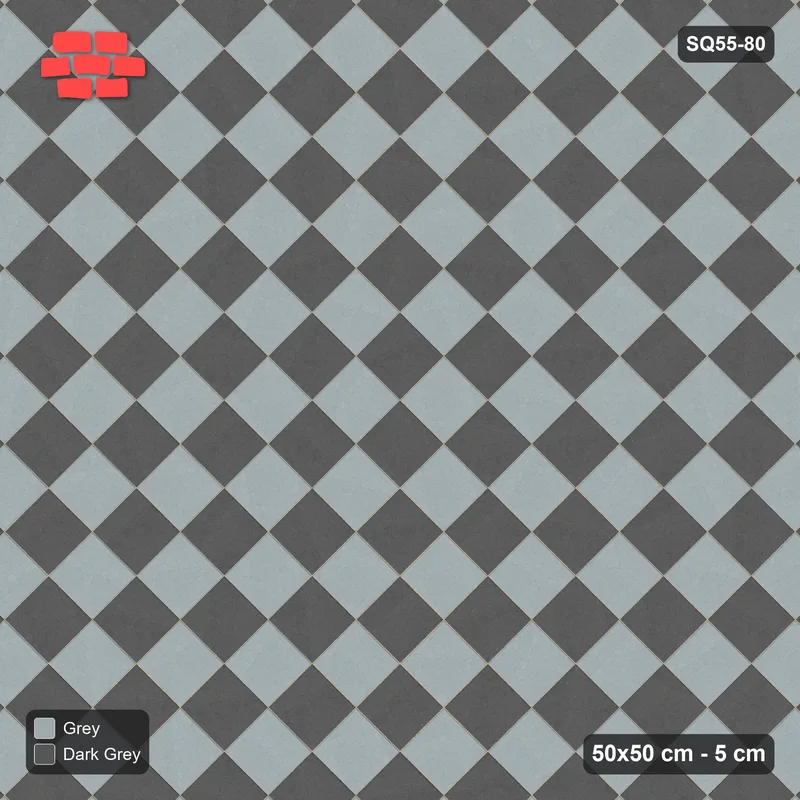 Interlock (Pasco) 50x50 cm · SQ55-80 · 45 Degree Stack - Chess Board · Top view Interlock (Pasco) 50x50 cm · SQ55-80 · 45 Degree Stack - Chess Board · Top view