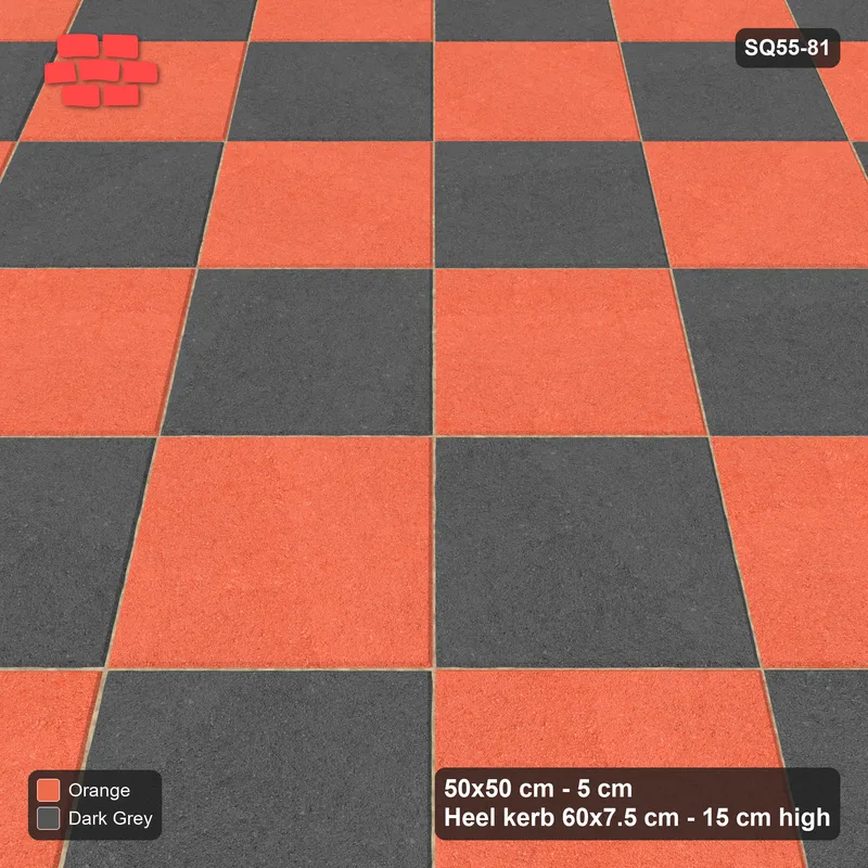 Interlock (Pasco) 50x50 cm · SQ55-81 · 45 Degree Stack - Chess Board - Kerb Frame · Side view Interlock (Pasco) 50x50 cm · SQ55-81 · 45 Degree Stack - Chess Board - Kerb Frame · Side view